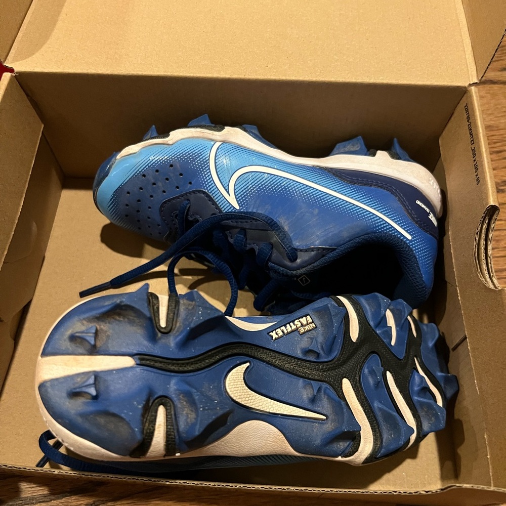 Nike Kids Blue and White Football Cleats Alpha Huarache
